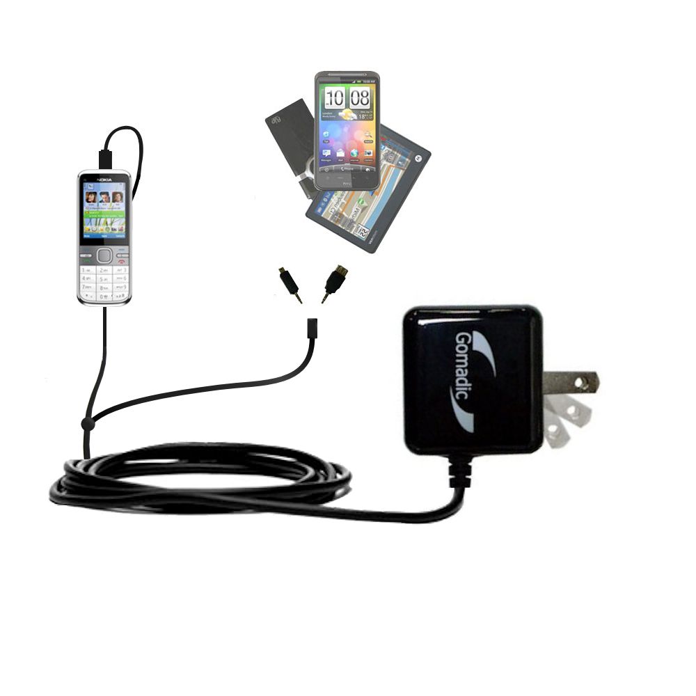 Double Wall Home Charger with tips including compatible with the Nokia C5 5MP