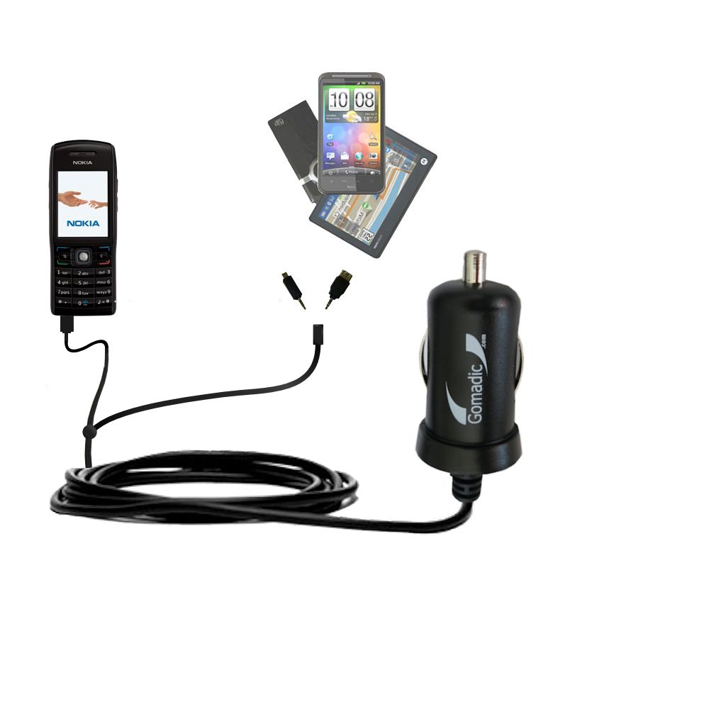 mini Double Car Charger with tips including compatible with the Nokia E50