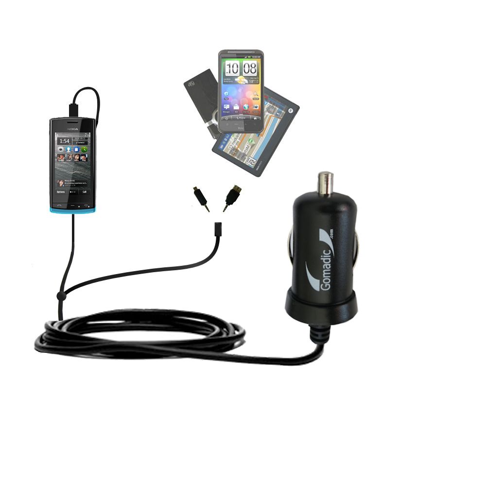 mini Double Car Charger with tips including compatible with the Nokia Fate