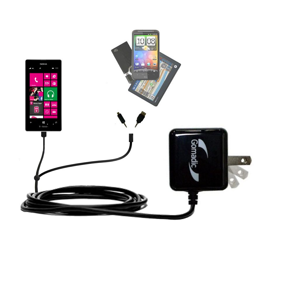 Double Wall Home Charger with tips including compatible with the Nokia Lumia 521