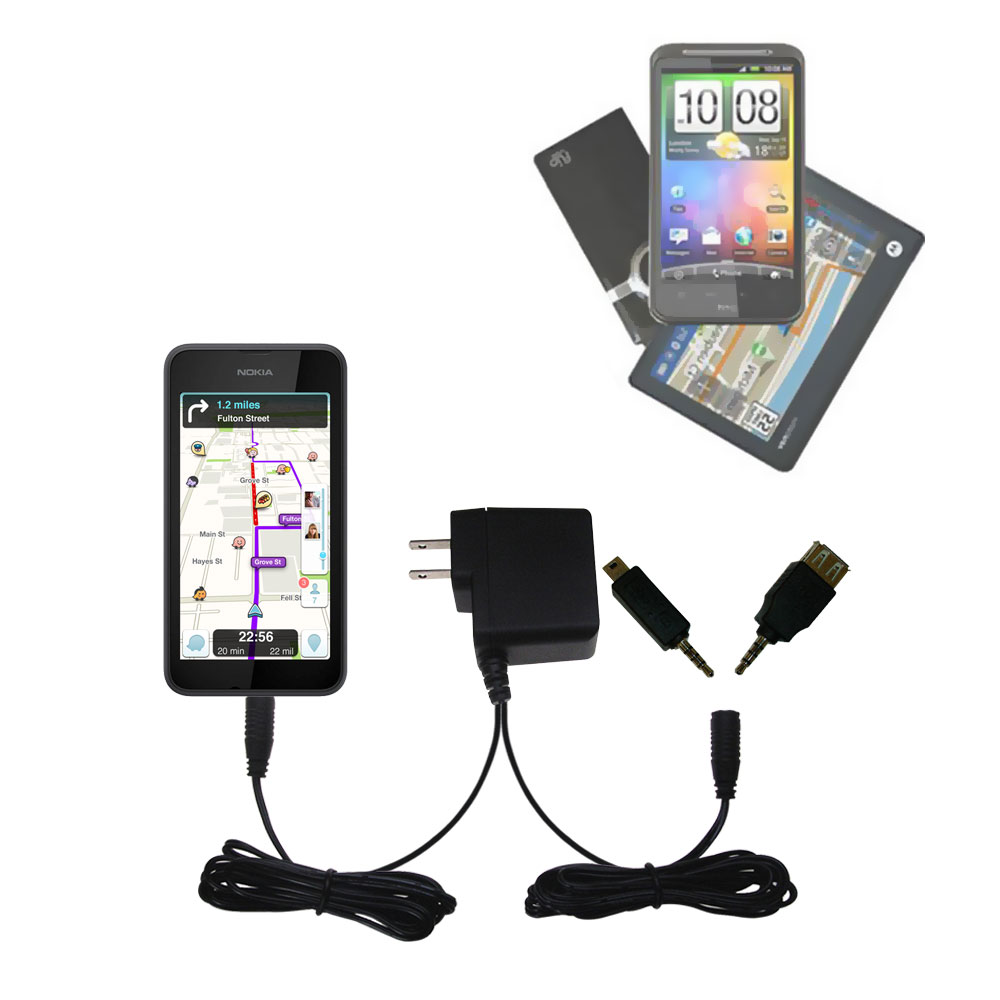 Double Wall Home Charger with tips including compatible with the Nokia Lumia 530