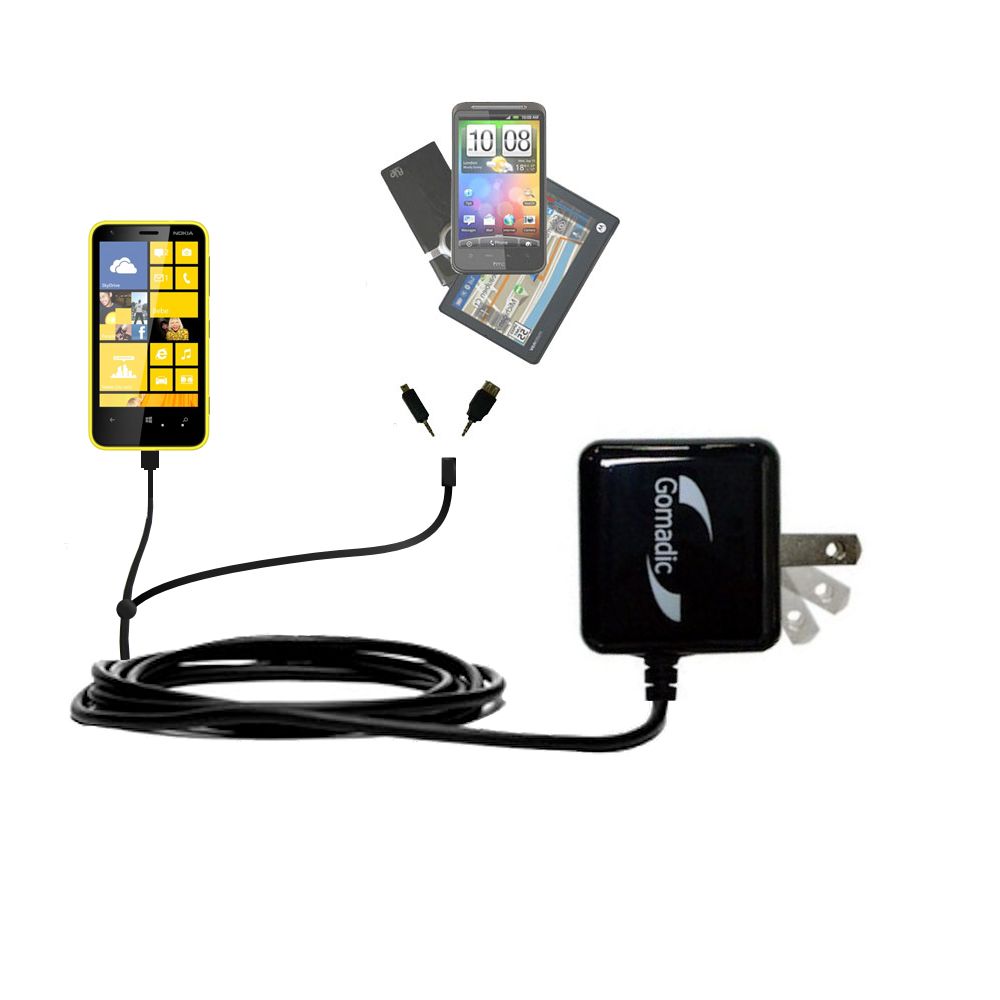 Double Wall Home Charger with tips including compatible with the Nokia Lumia 620