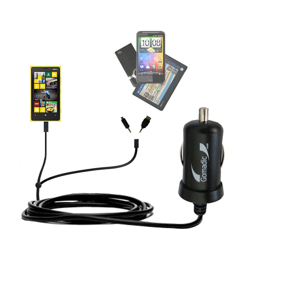 mini Double Car Charger with tips including compatible with the Nokia Lumia 635