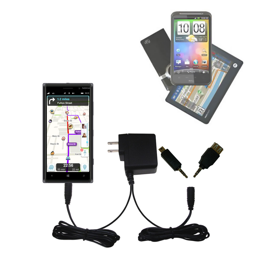 Double Wall Home Charger with tips including compatible with the Nokia Lumia 830