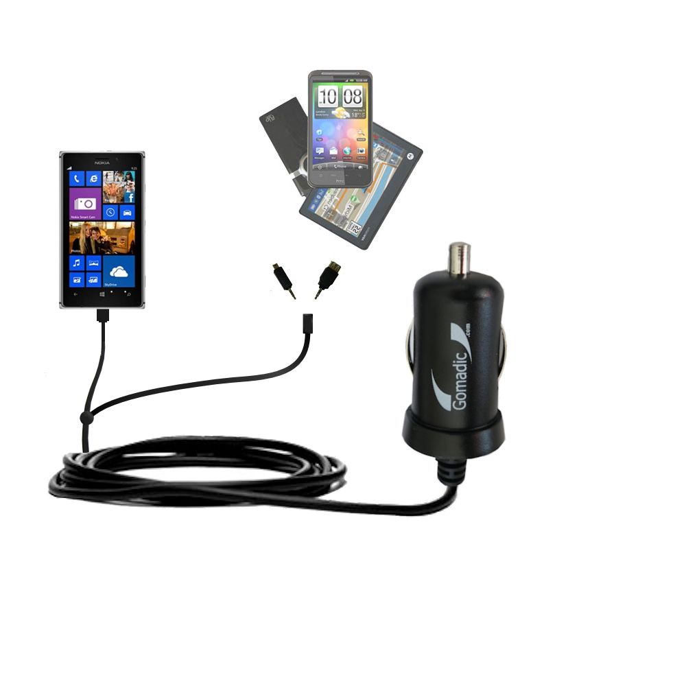 mini Double Car Charger with tips including compatible with the Nokia Lumia 925