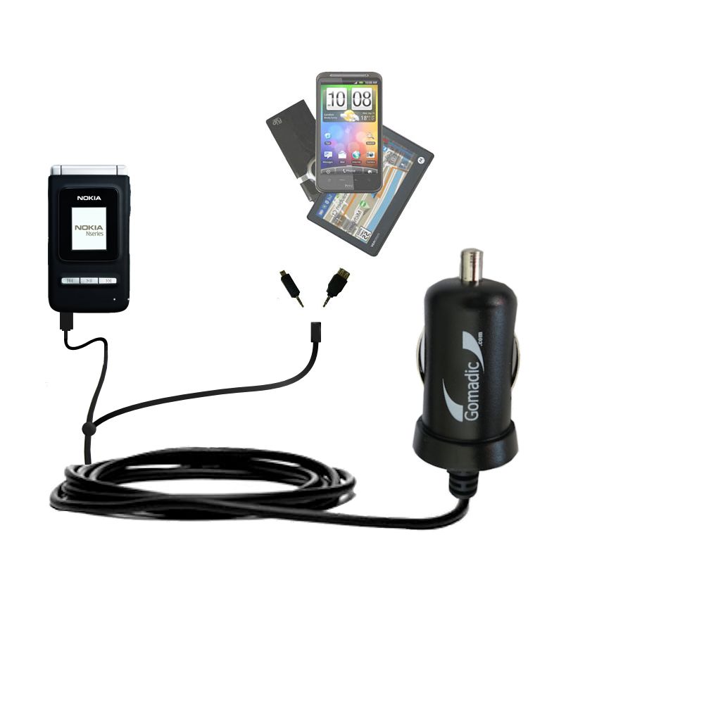 mini Double Car Charger with tips including compatible with the Nokia N75 N79
