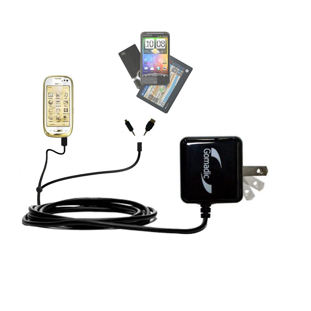 Double Wall Home Charger with tips including compatible with the Nokia Oro