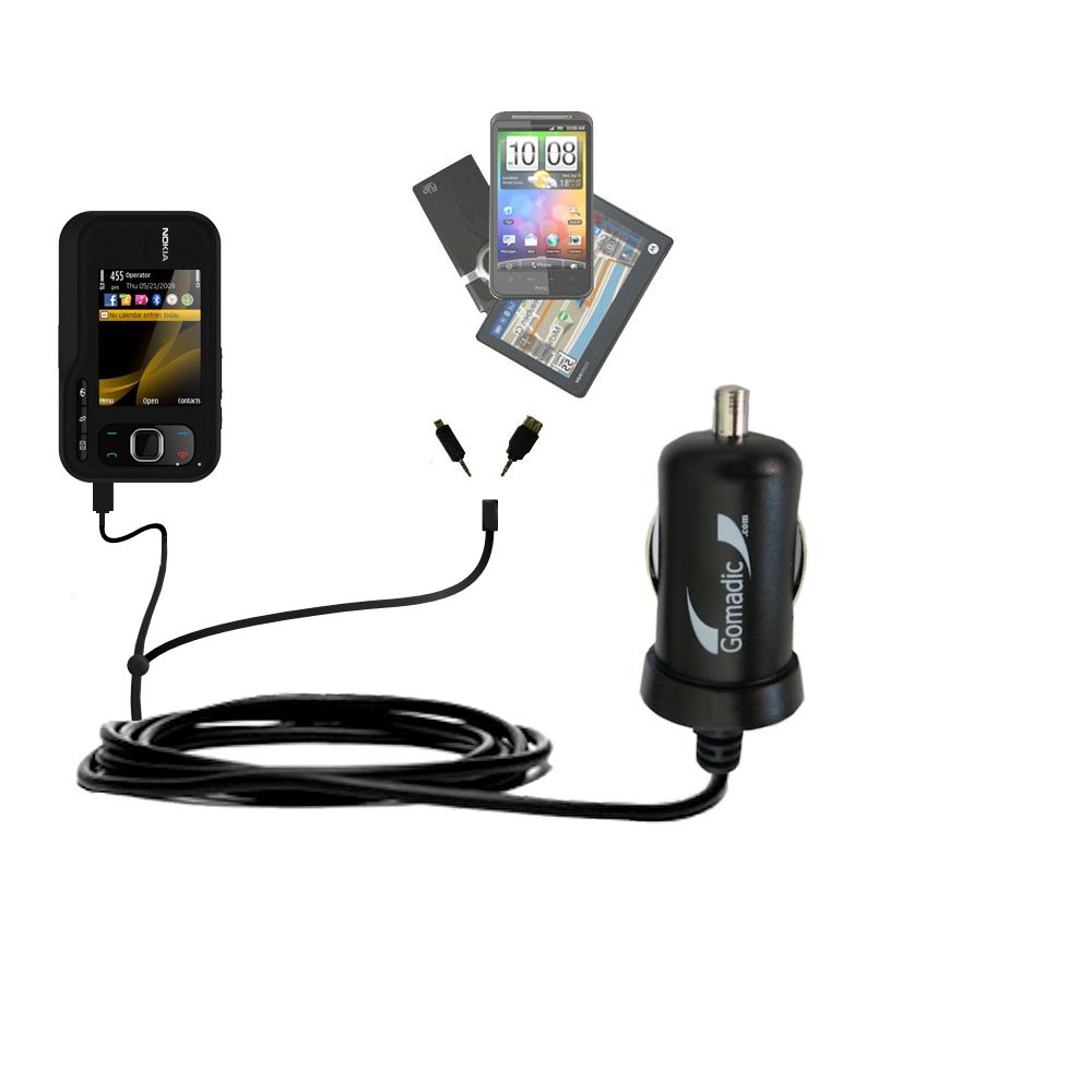 mini Double Car Charger with tips including compatible with the Nokia Surge