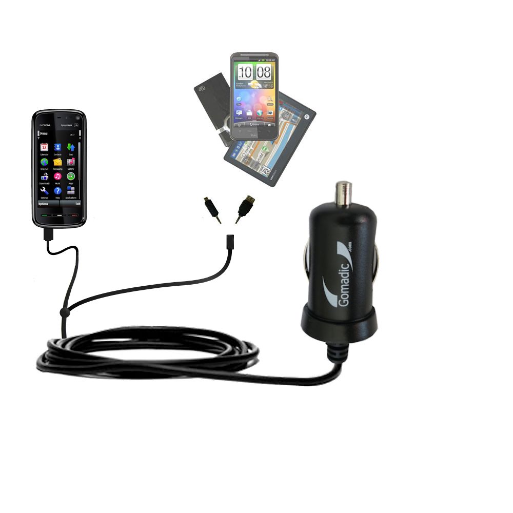 mini Double Car Charger with tips including compatible with the Nokia Xpress Music