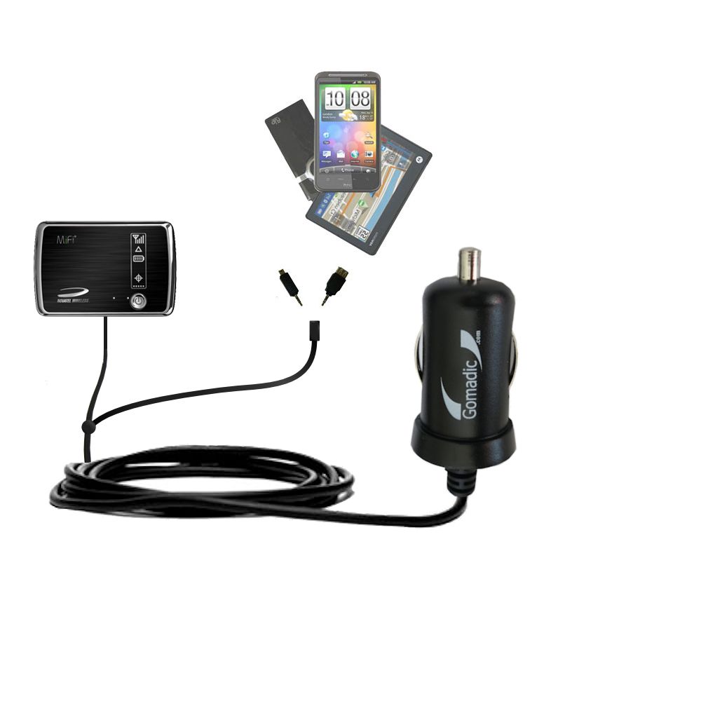 Double Port Micro Gomadic Car / Auto DC Charger suitable for the Novatel MIFI 4082 - Charges up to 2 devices simultaneously with Gomadic TipExchange Technology