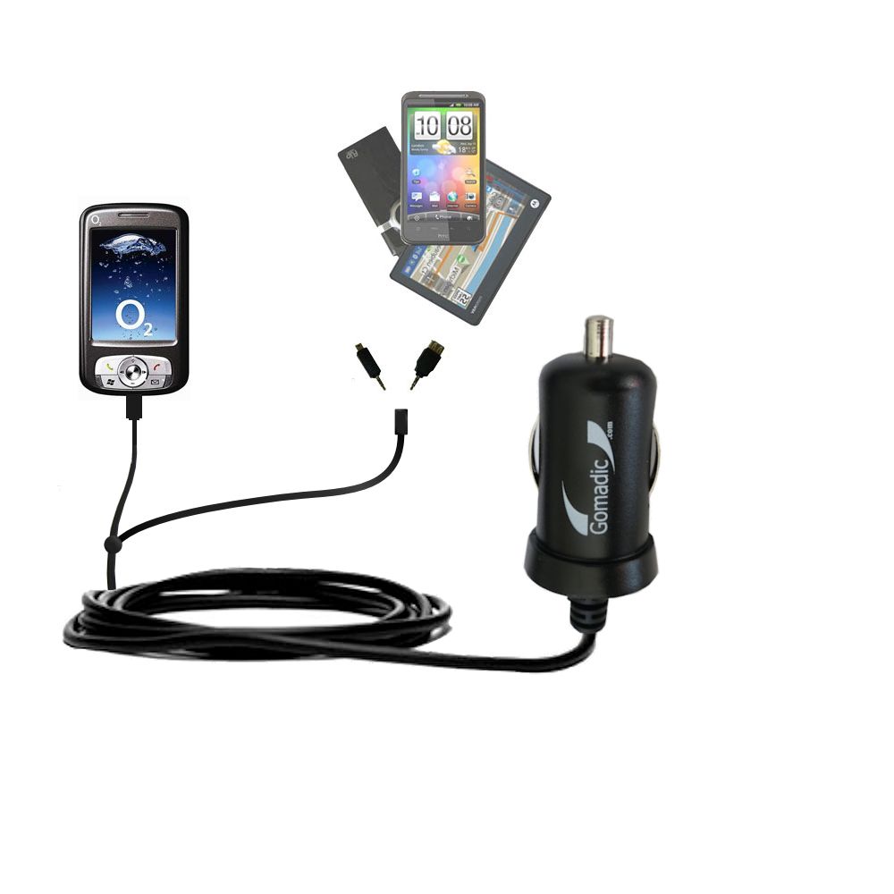 mini Double Car Charger with tips including compatible with the O2 XDA Exec