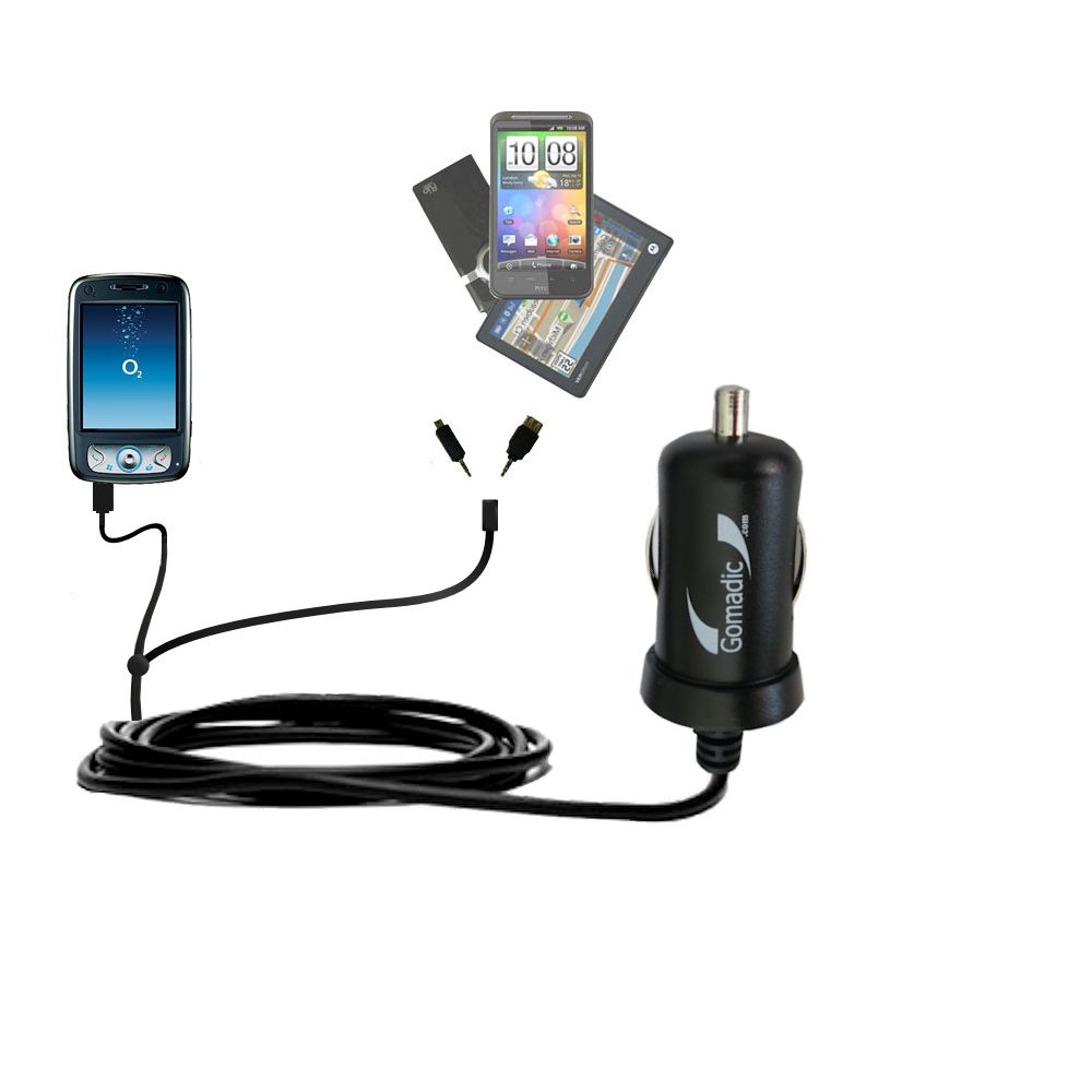 mini Double Car Charger with tips including compatible with the O2 XDA Flame