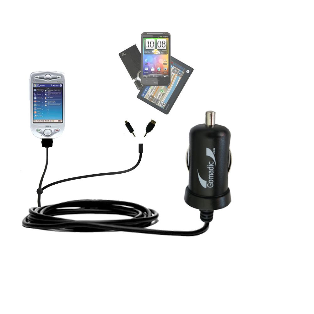 mini Double Car Charger with tips including compatible with the O2 XDA II