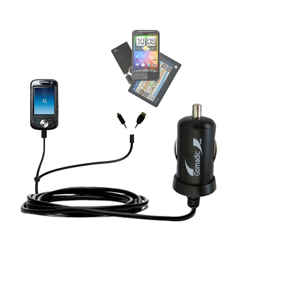 mini Double Car Charger with tips including compatible with the O2 XDA Life