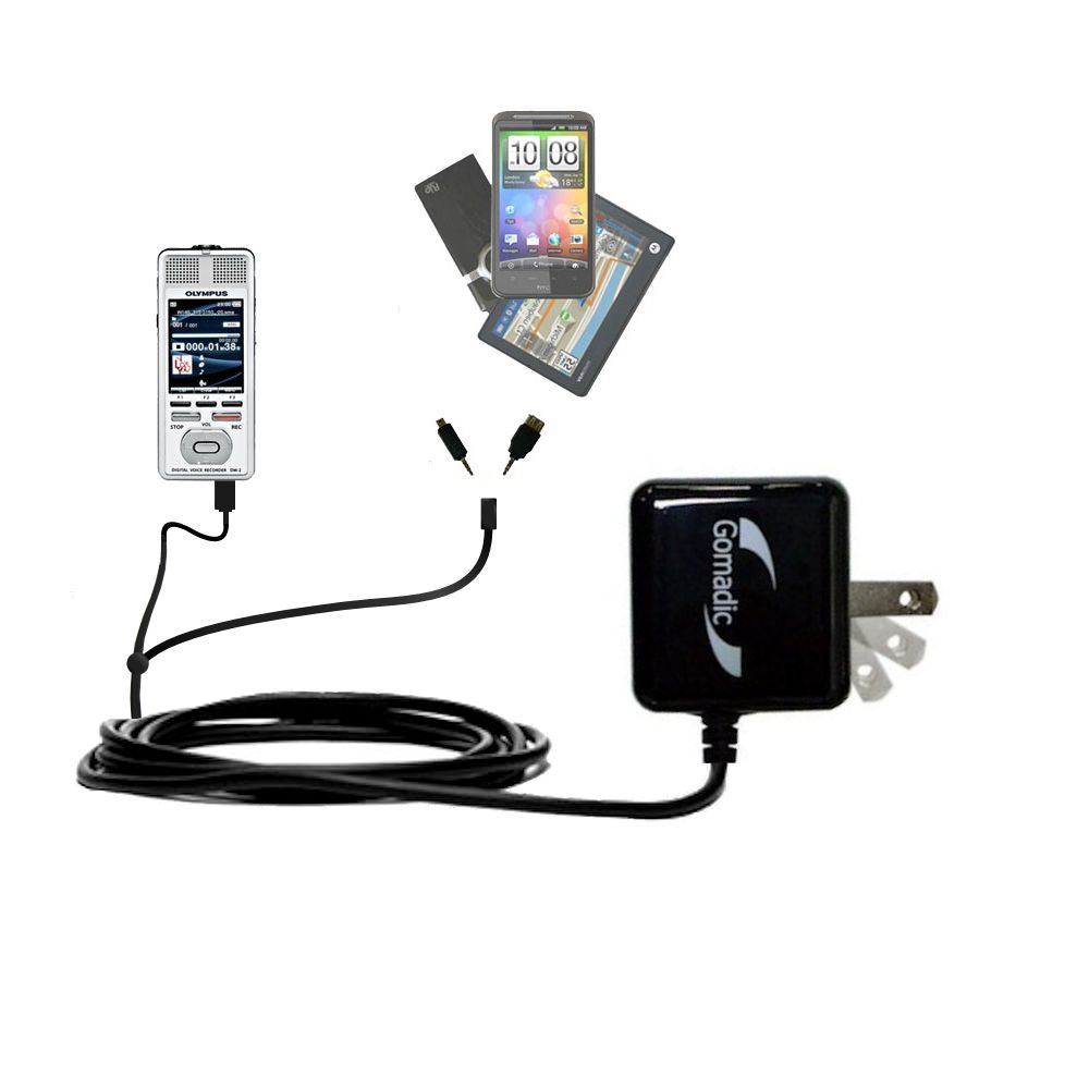 Double Wall Home Charger with tips including compatible with the Olympus DM-2