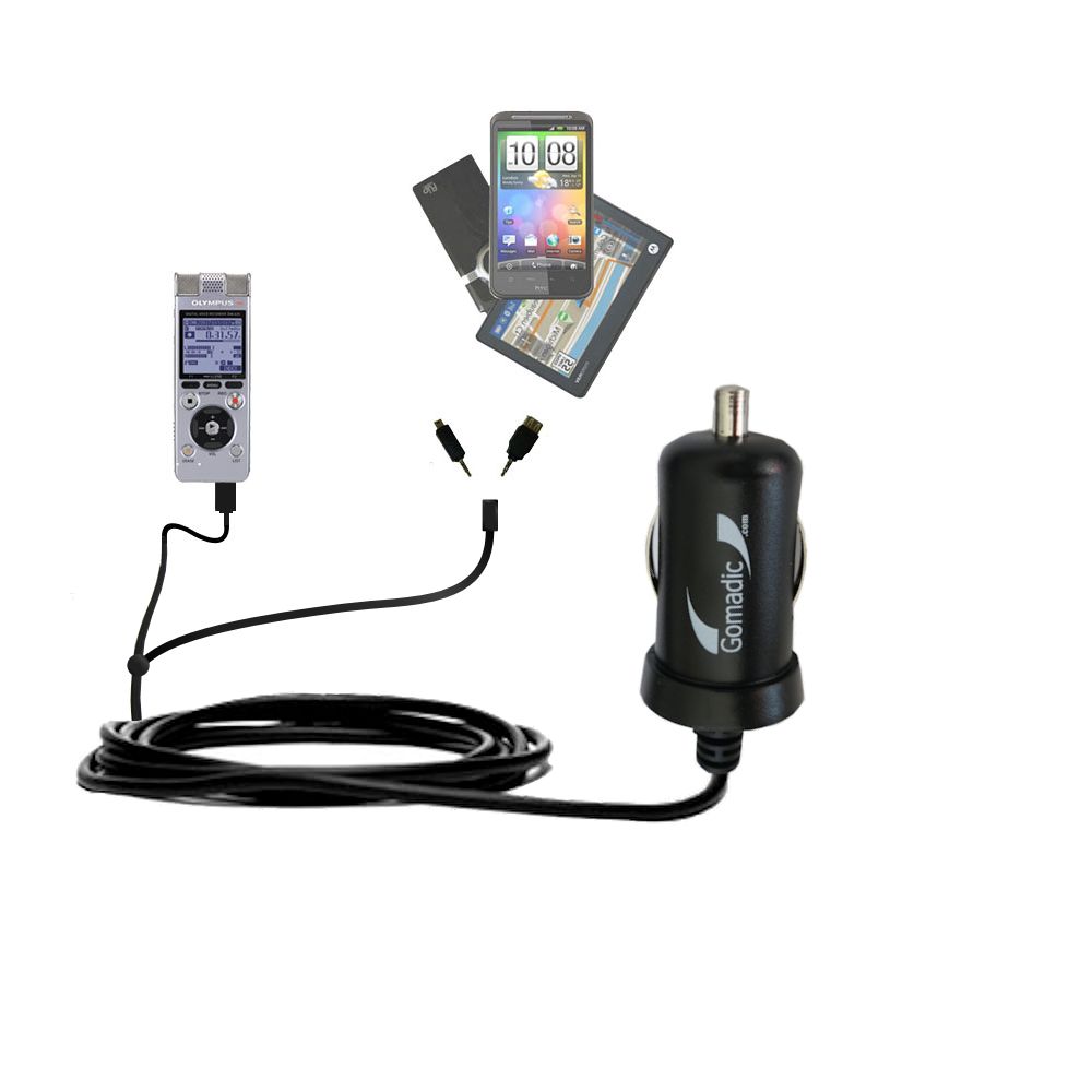 mini Double Car Charger with tips including compatible with the Olympus DM-620