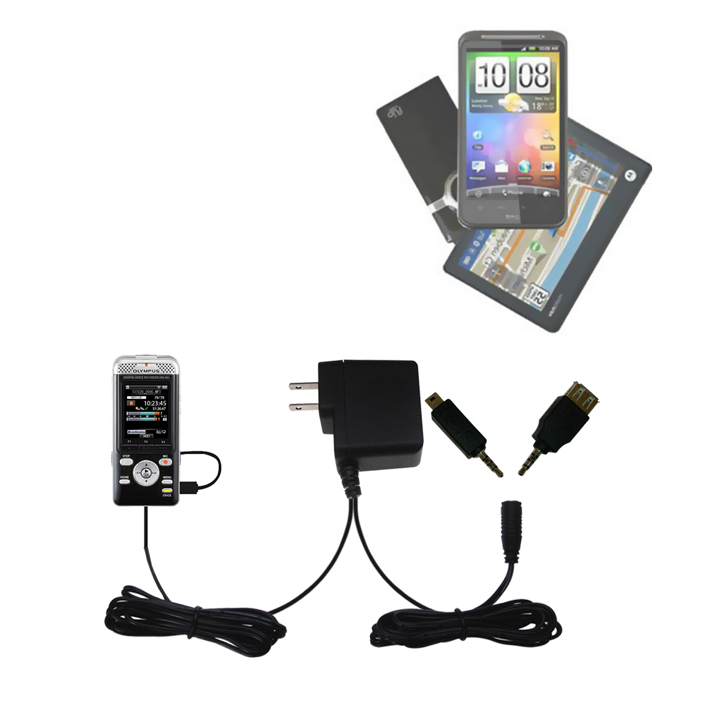 Double Wall Home Charger with tips including compatible with the Olympus DM-901