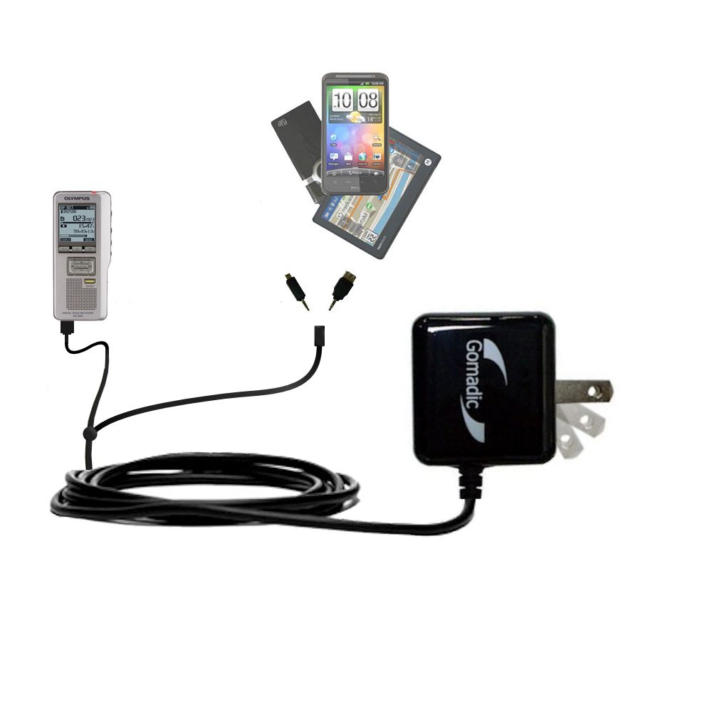 Double Wall Home Charger with tips including compatible with the Olympus DS-2500