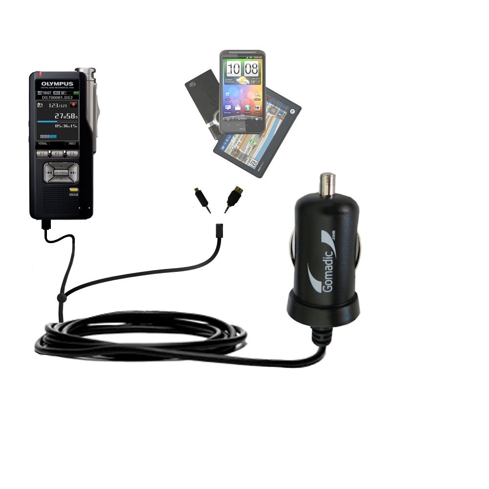 mini Double Car Charger with tips including compatible with the Olympus DS-3500