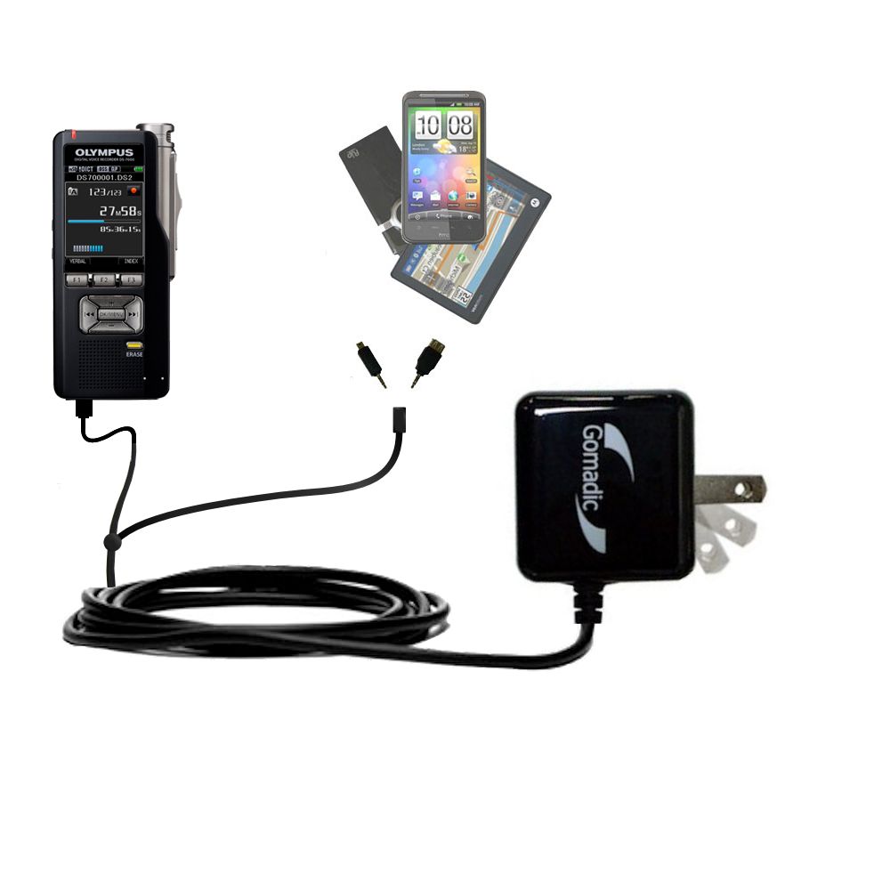 Double Wall Home Charger with tips including compatible with the Olympus DS-3500