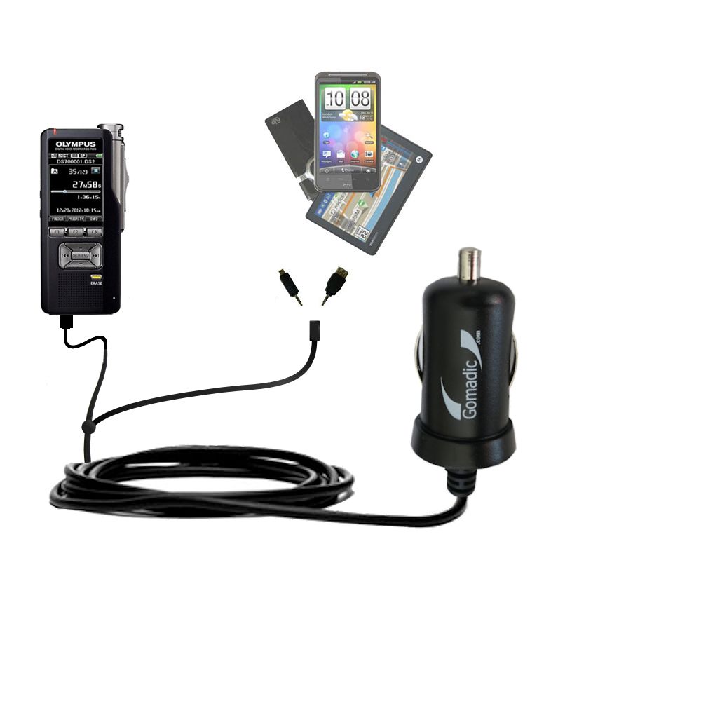 mini Double Car Charger with tips including compatible with the Olympus DS-7000