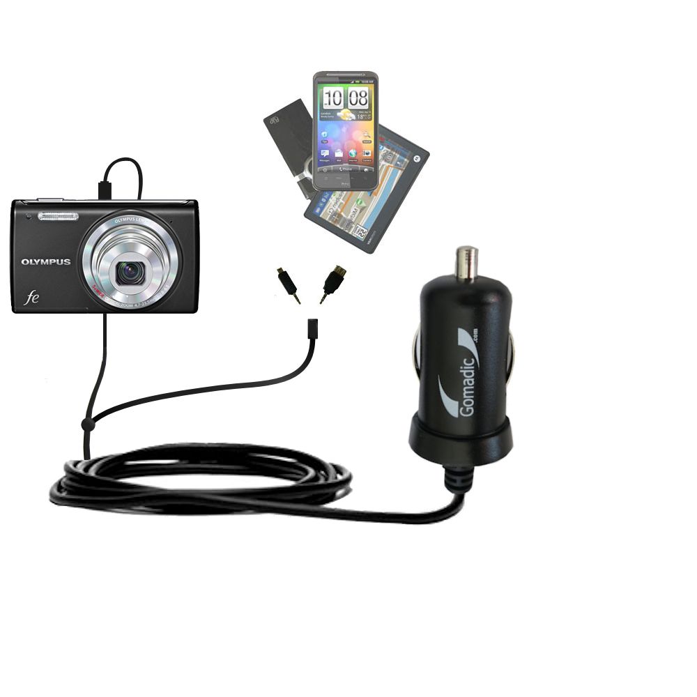 mini Double Car Charger with tips including compatible with the Olympus FE-5050