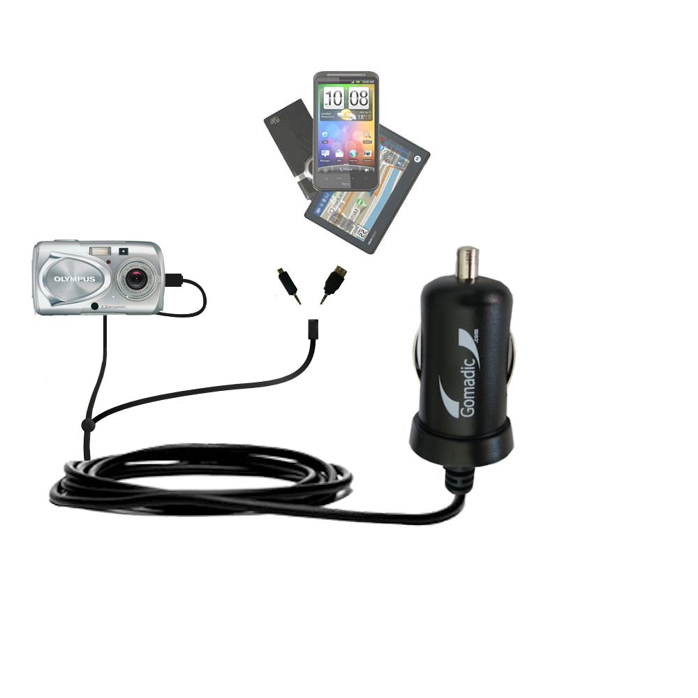 mini Double Car Charger with tips including compatible with the Olympus Stylus 300 Digital