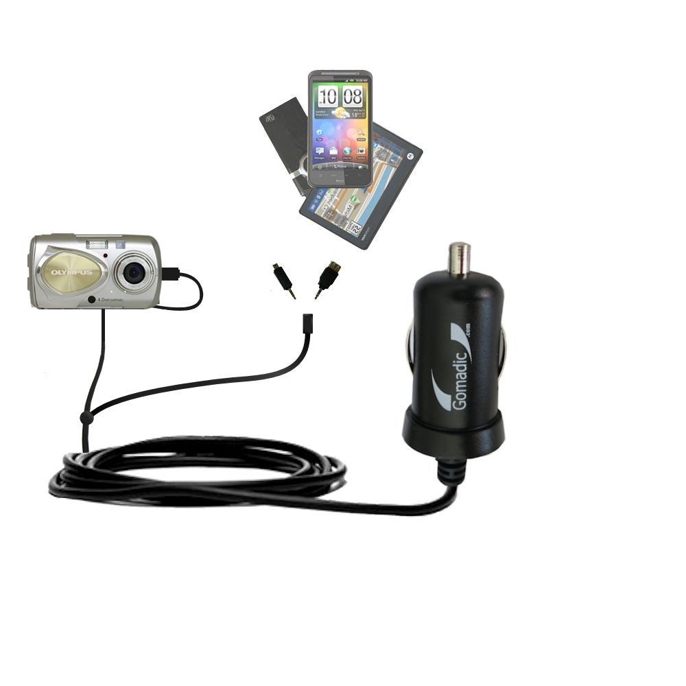 mini Double Car Charger with tips including compatible with the Olympus Stylus 400 Digital
