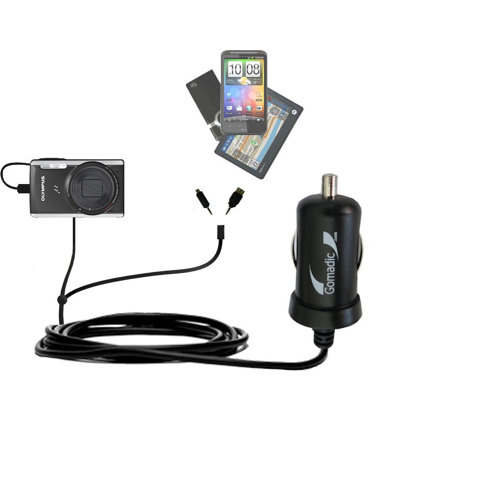 mini Double Car Charger with tips including compatible with the Olympus Stylus-9010 Digital Camera