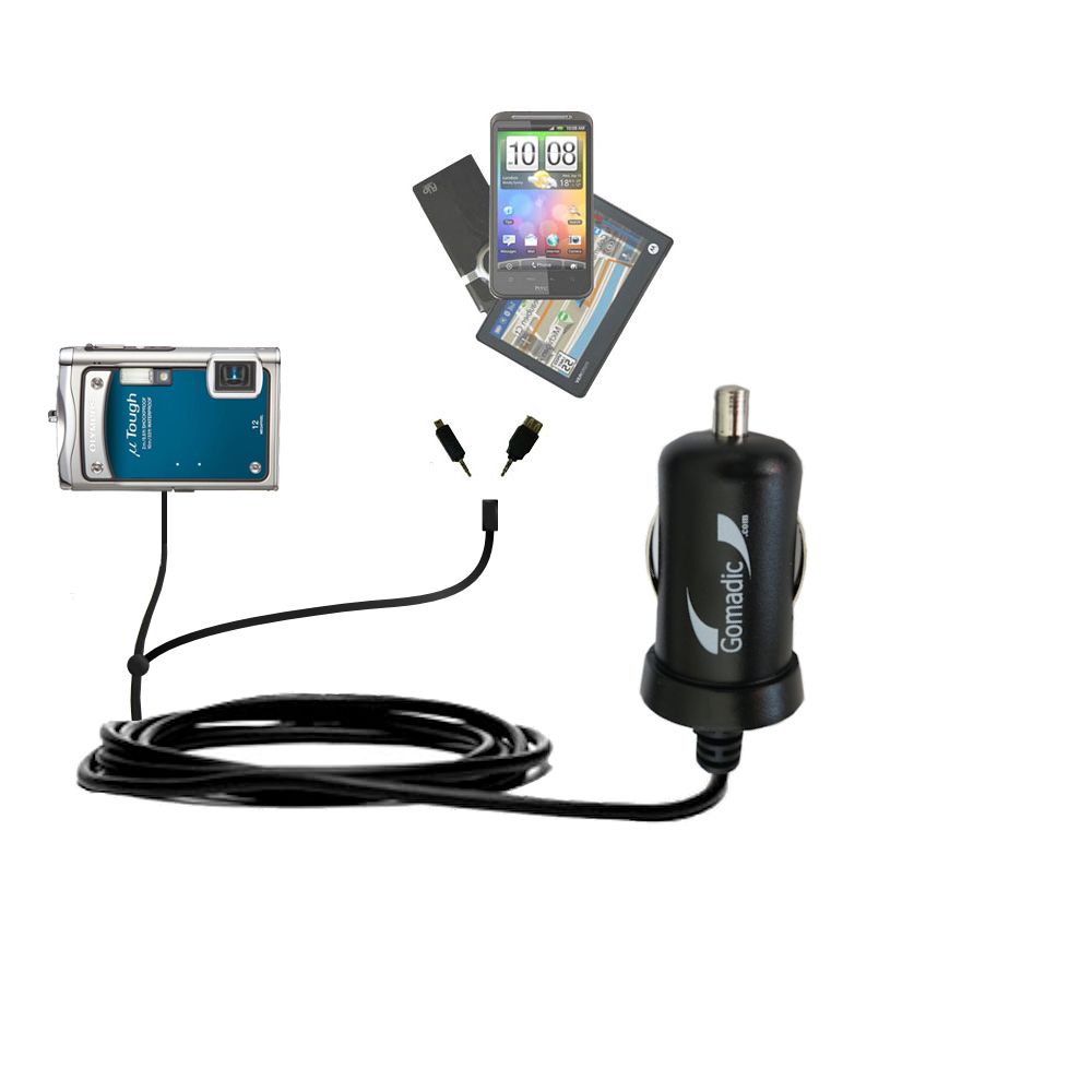 mini Double Car Charger with tips including compatible with the Olympus STYLUS TOUGH 8000