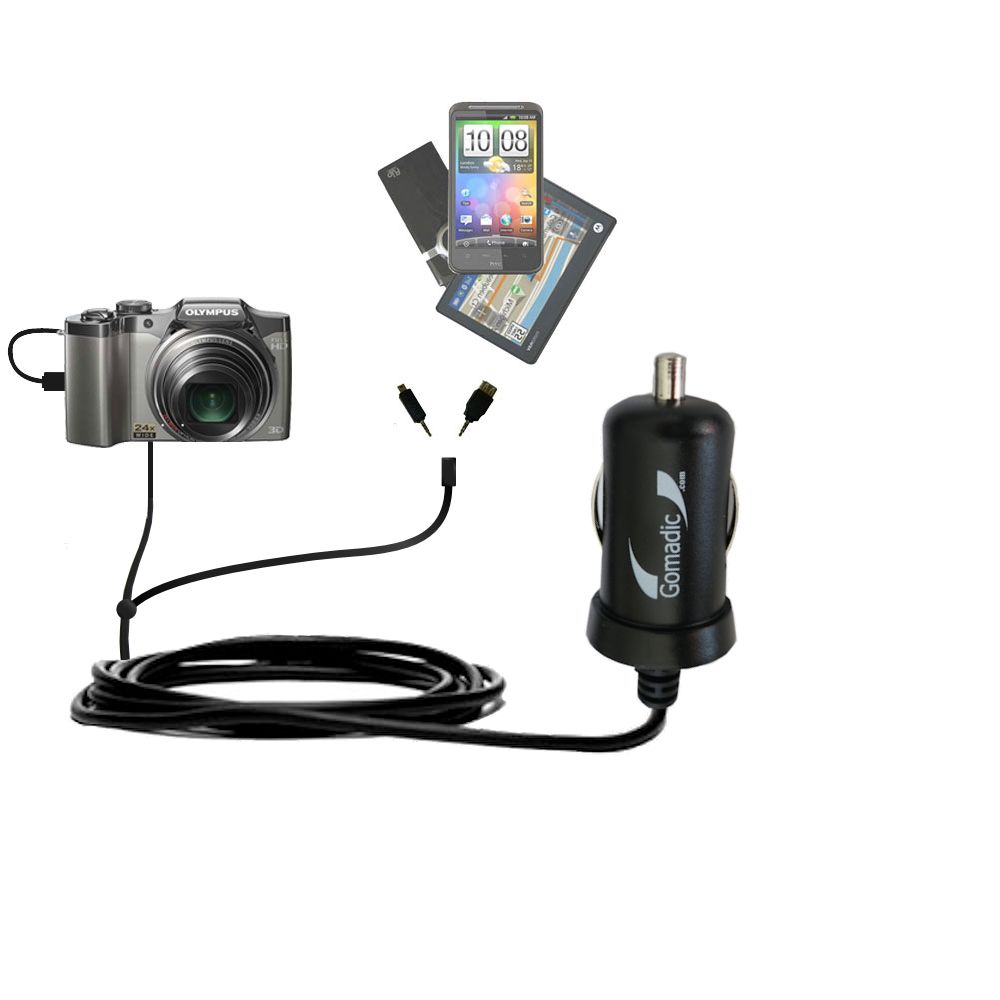 mini Double Car Charger with tips including compatible with the Olympus SZ-16