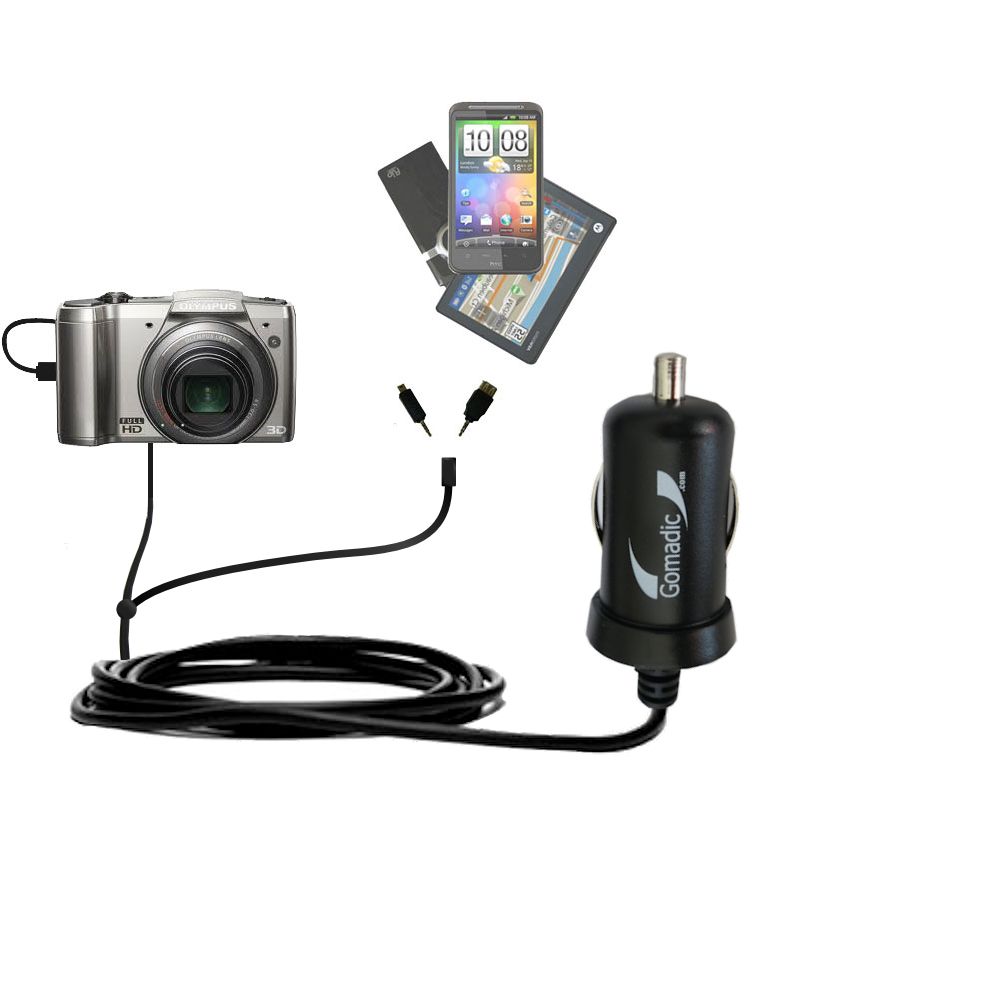 mini Double Car Charger with tips including compatible with the Olympus SZ-20