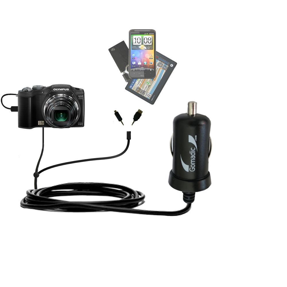 mini Double Car Charger with tips including compatible with the Olympus SZ-31 MR iHS