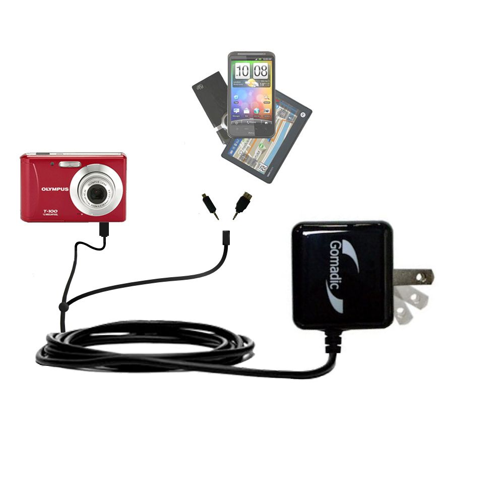 Double Wall Home Charger with tips including compatible with the Olympus T-100 Digital Camera