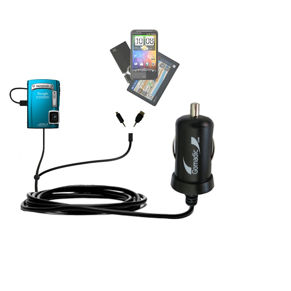 mini Double Car Charger with tips including compatible with the Olympus TG-320