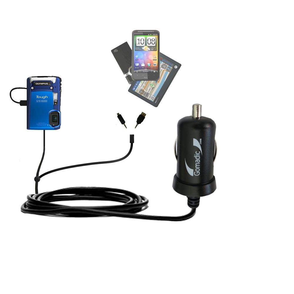 mini Double Car Charger with tips including compatible with the Olympus TG-820 iHS