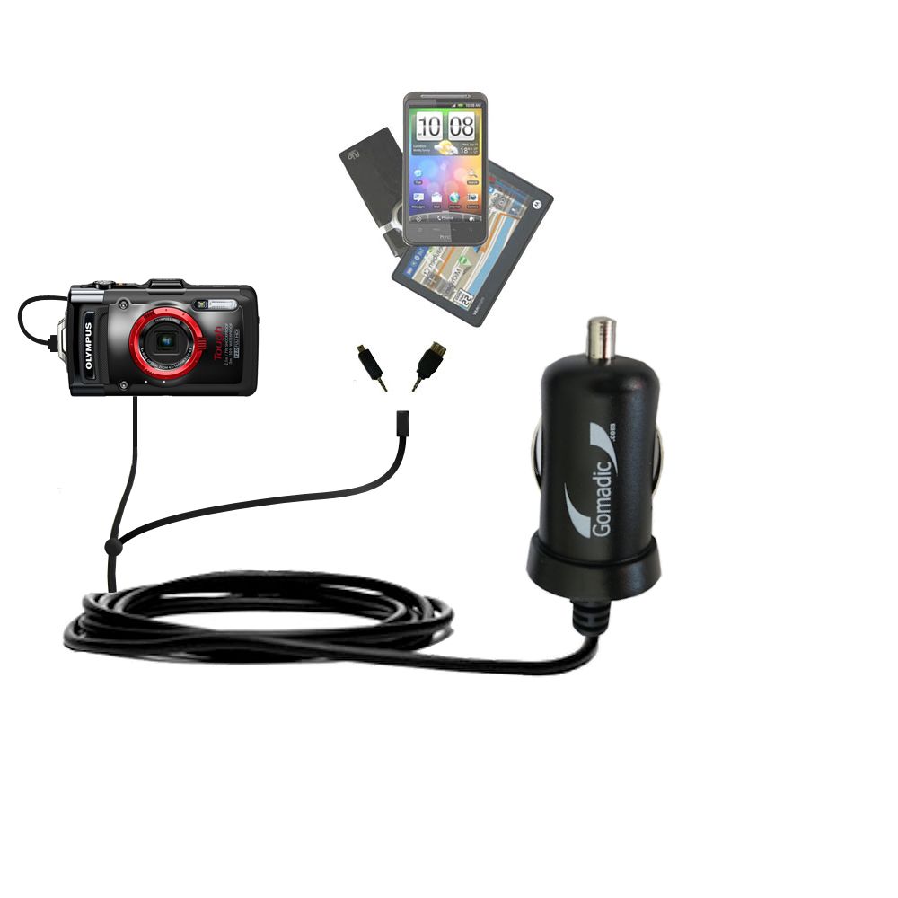 mini Double Car Charger with tips including compatible with the Olympus Tough TG-2 iHS