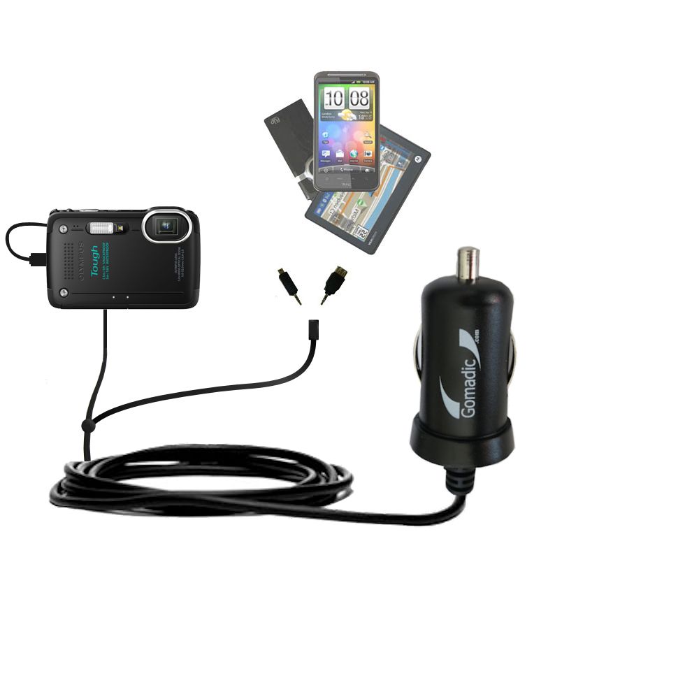 mini Double Car Charger with tips including compatible with the Olympus Tough TG-630