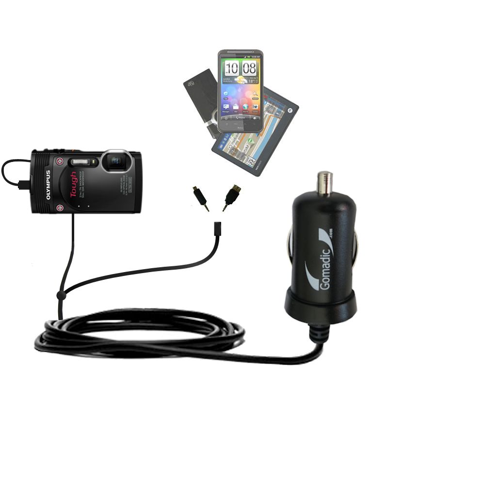 mini Double Car Charger with tips including compatible with the Olympus Tough TG-850