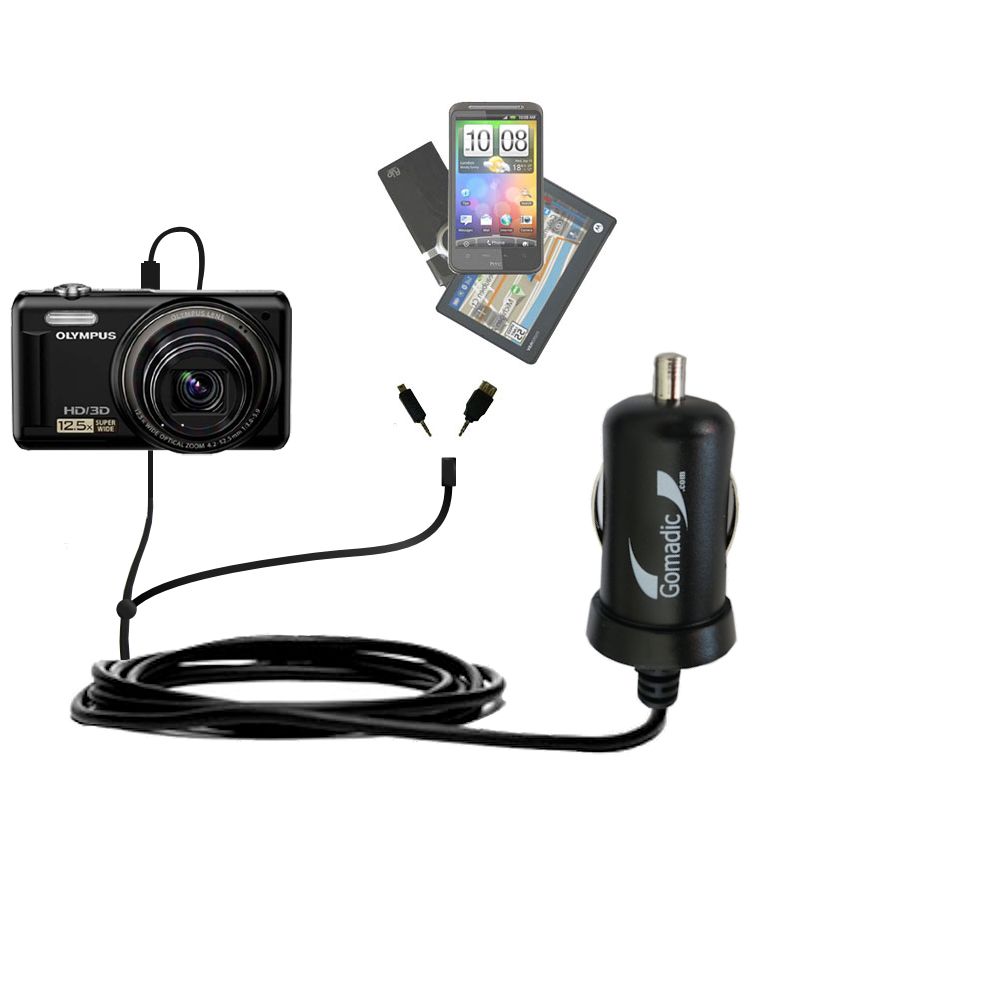 mini Double Car Charger with tips including compatible with the Olympus VR-330