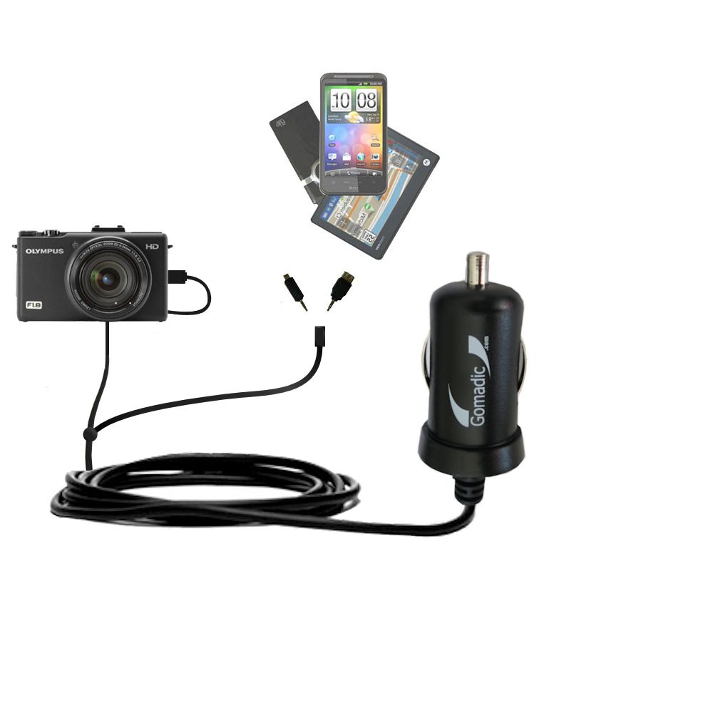 mini Double Car Charger with tips including compatible with the Olympus XZ-1