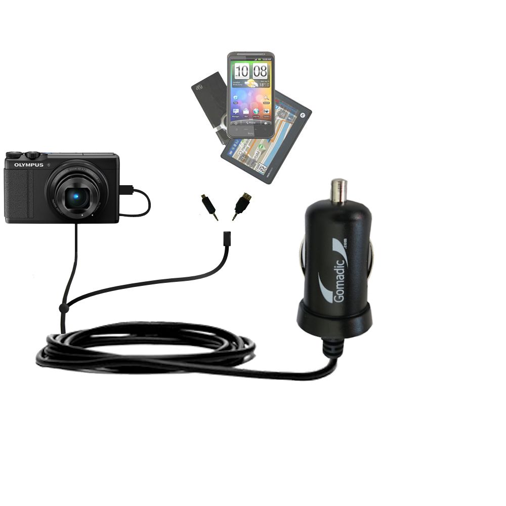 mini Double Car Charger with tips including compatible with the Olympus XZ-10
