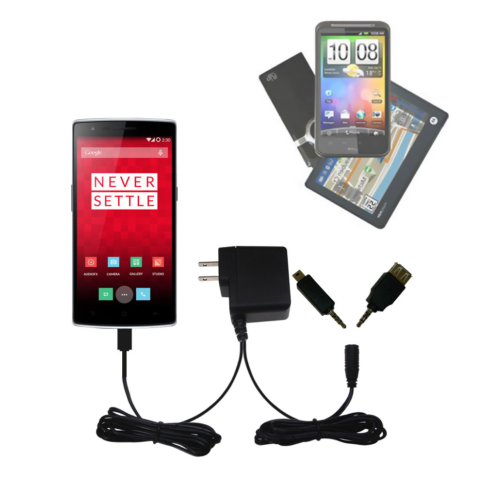 Double Wall Home Charger with tips including compatible with the OnePlus One