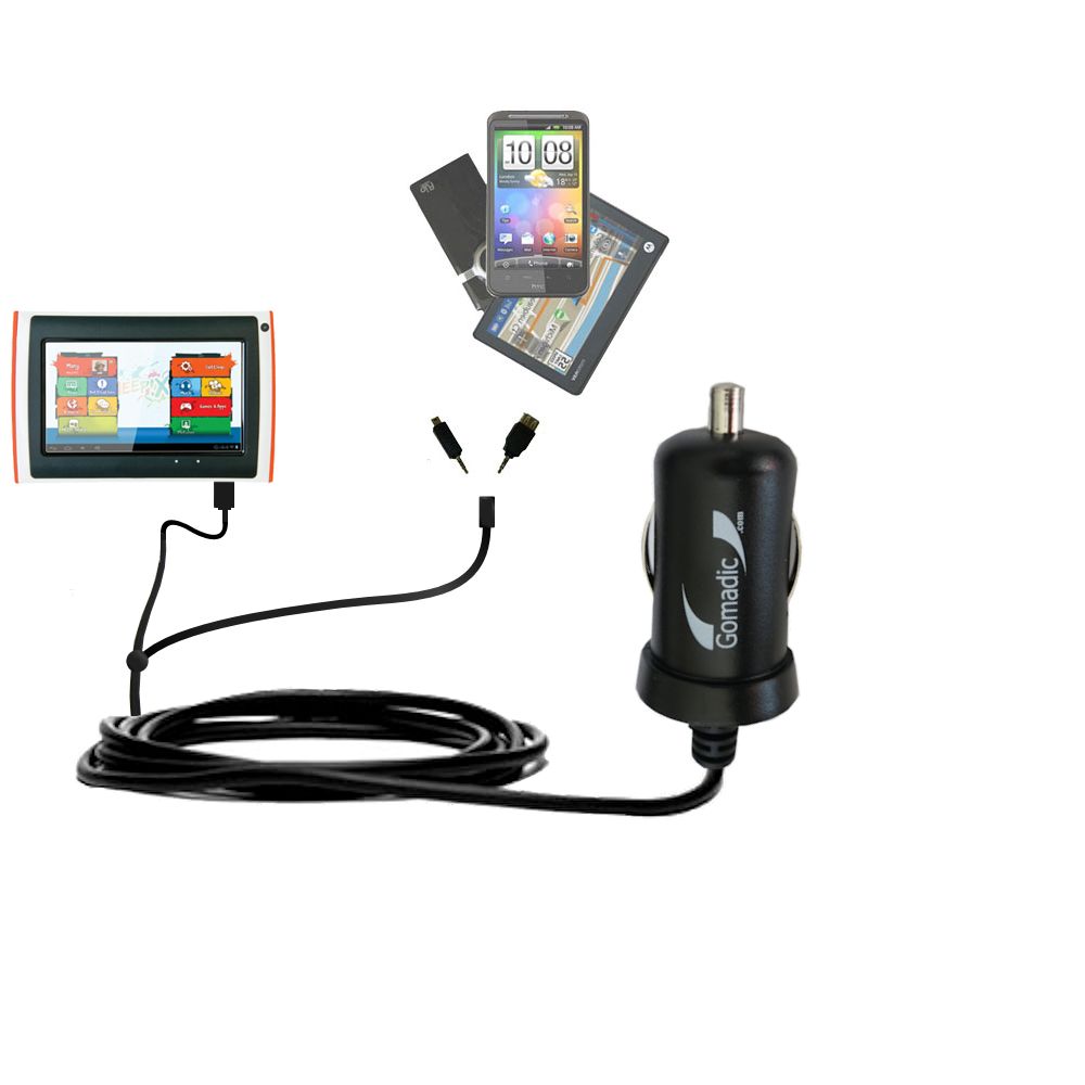 Double Port Micro Gomadic Car / Auto DC Charger suitable for the Orgeon Scientific Meep X2  - Charges up to 2 devices simultaneously with Gomadic TipExchange Technology