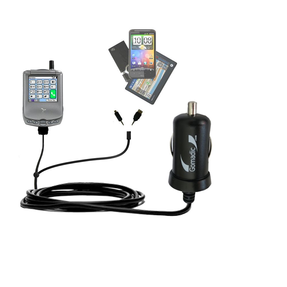 mini Double Car Charger with tips including compatible with the Palm palm Treo 270