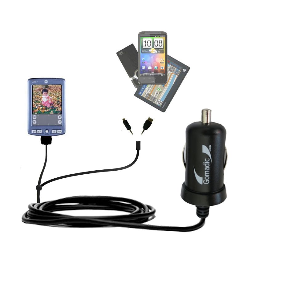 mini Double Car Charger with tips including compatible with the Palm palm Zire 71