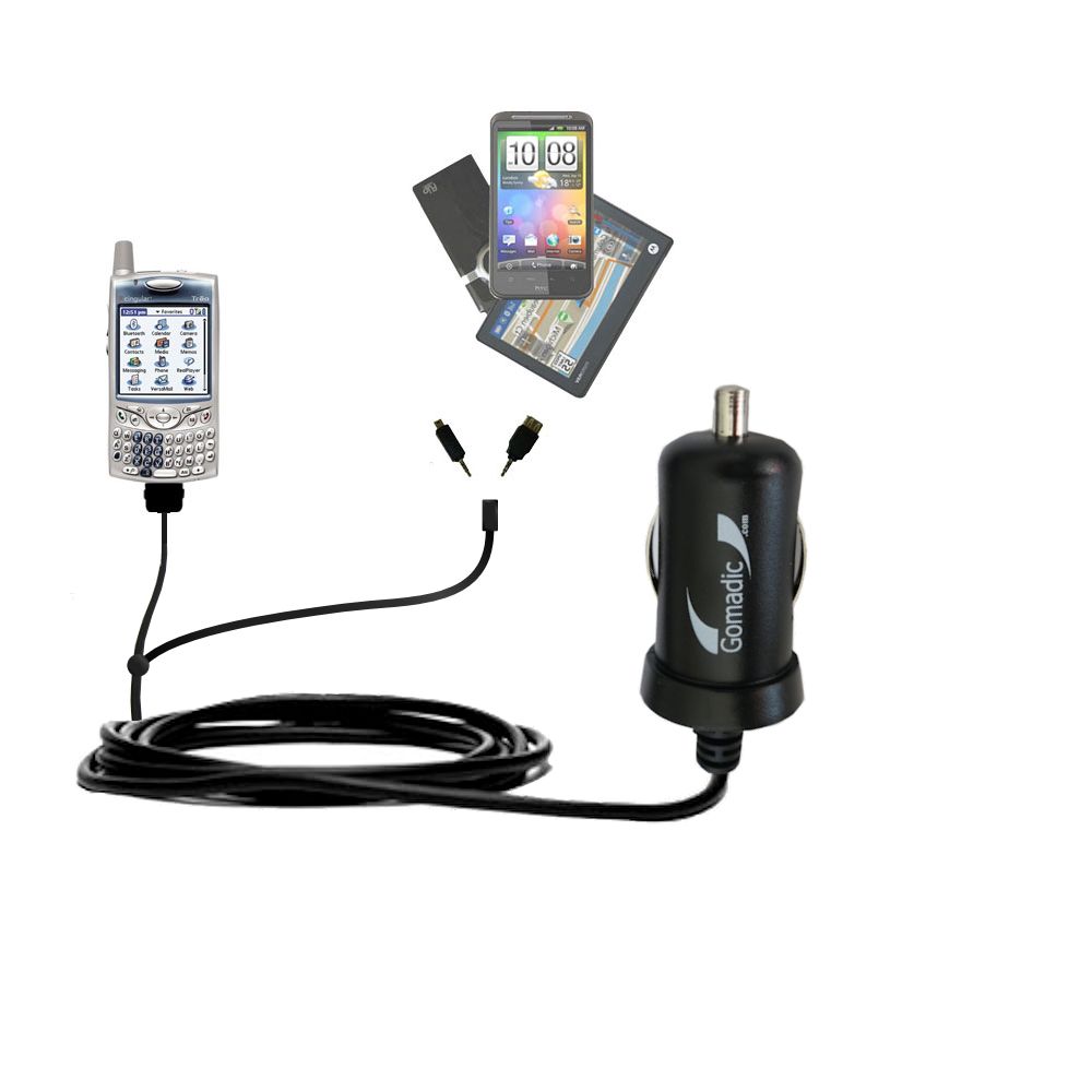 mini Double Car Charger with tips including compatible with the Palm Treo 700p