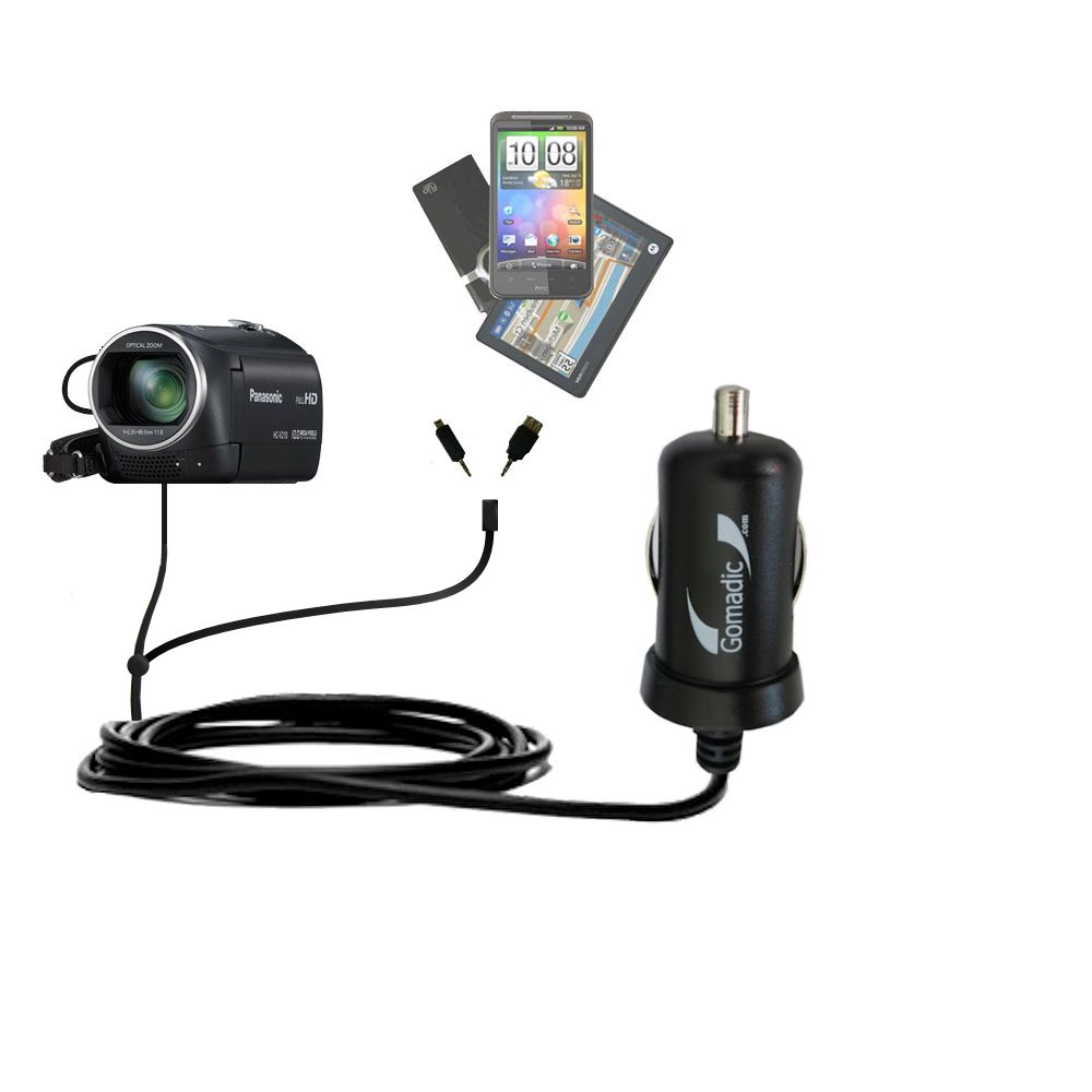mini Double Car Charger with tips including compatible with the Panasonic HC-V210
