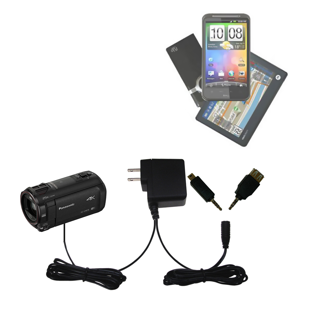 Double Wall Home Charger with tips including compatible with the Panasonic HC-VX870 / HC-VX878