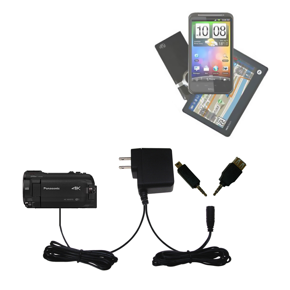 Double Wall Home Charger with tips including compatible with the Panasonic HC-WX970 / HC-WX979